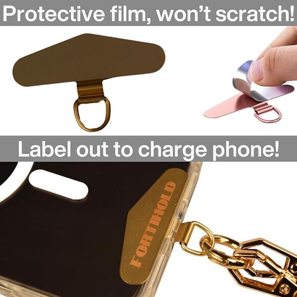 Crossbody Phone Necklace Metal Chain Cell Phone Lanyard Gold-Colored Foxtail NEW - Picture 2 of 10